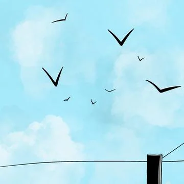 Birds in the sky Stock Illustration