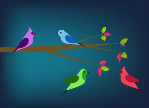 Birds in the spring Stock Illustration