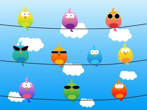 Birds with sunglasses Stock Illustration
