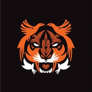Birds as tiger head vector concept Stock Illustration