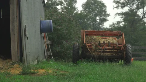 Birds on a tractor  Stock Footage 127725887