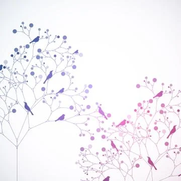 Birds on the tree. Retro style Stock Illustration