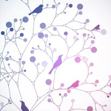 Birds on the tree. Retro style Stock Illustration