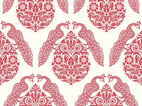 Birds on tree seamless pattern 스톡 일러스트