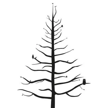 Birds On Tree Silhouette Stock Illustration