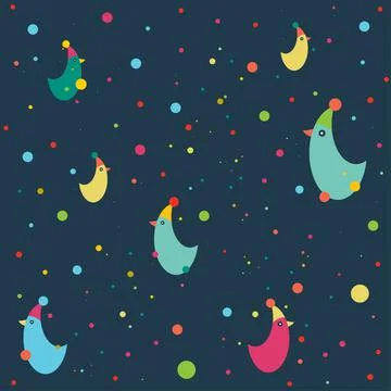 Birds vector pattern. Children stylish theme. イラスト素材
