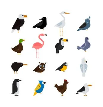 Birds vector set illustration isolated Stockillustratie