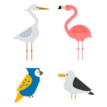 Birds vector set illustration isolated Illustrazione stock