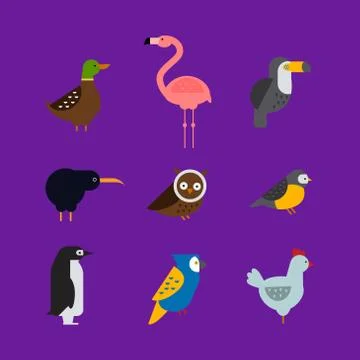 Birds vector set illustration isolated Illustrazione stock