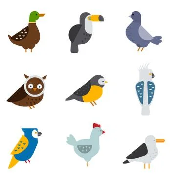 Birds vector set illustration isolated Illustrazione stock
