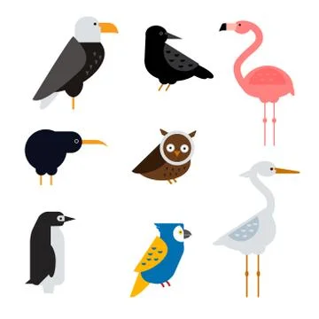 Birds vector set illustration isolated Stock Illustration