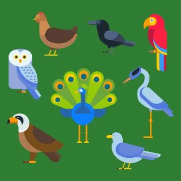 Birds vector set illustration isolated Illustrazione stock