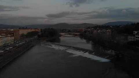 Birds view of the Arno river Stock Footage 125705774