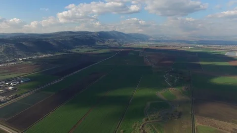 Bird's view of Hula Valley. Upper Galilee. Israel. DJI-0026-04 스톡 동영상 106609339