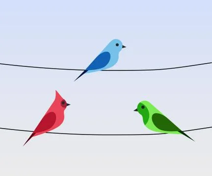 Birds on a wire Stock Illustration