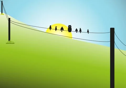 Birds On A Wire Stock Illustration