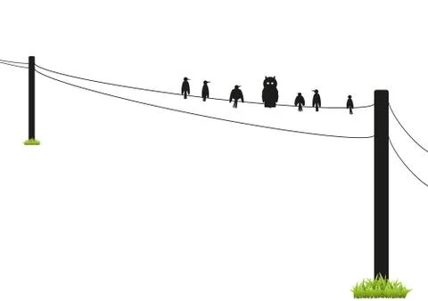 Birds on A Wire Stock Illustration
