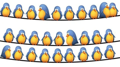 Birds on wire Stock Illustration