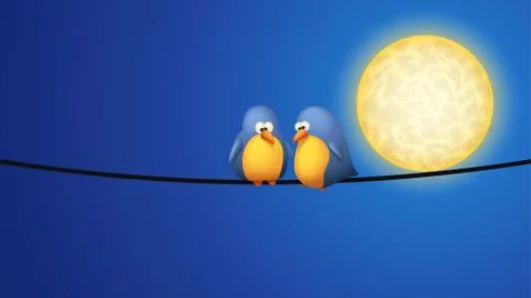 Birds on wire Stock Illustration