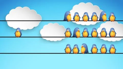 Birds on wire Stock Illustration