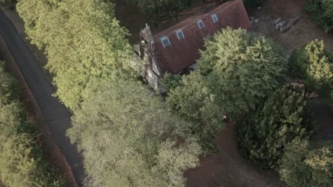 Birdseye Drone View of All Saints Church, Landmark of Tolleshunt Knights Stock Footage 346112444