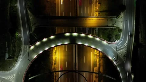 Birdseye hyperlapse of speeding traffic on highway Stock Footage 305525088