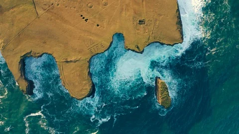 Birdseye View of the Coast of Downpatrick Head, Ireland Video stock 123443150