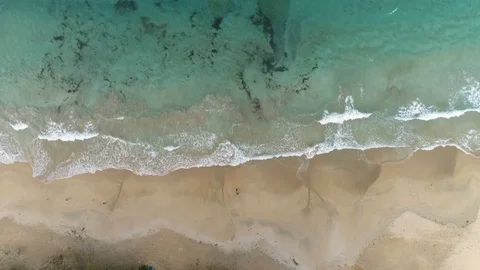 Birdseye View of Waves on a Tropical Beach in Bocas Del Toro Stock Footage 100571154