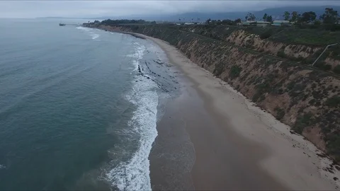 Birdview over the shoreline Stock Footage 98504401
