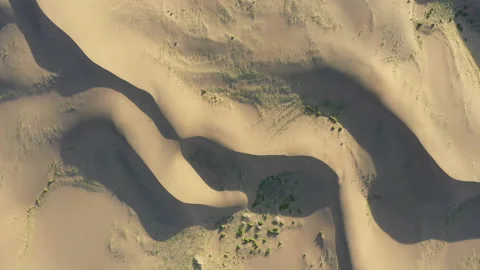 Birdview of a sand dune in Gansu, China Stock Footage 149357873