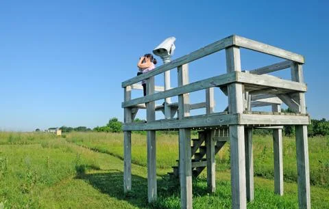 Birdwatcher in action 스톡 사진