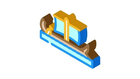 Bireme ancient ship isometric icon animation Stock Footage 327280618
