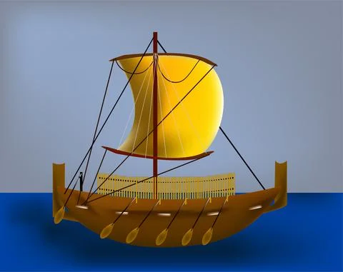 Bireme in the sea Stock Illustration