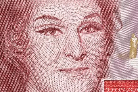Birgit Nilsson a closeup portrait from Swedish money Stock Illustration