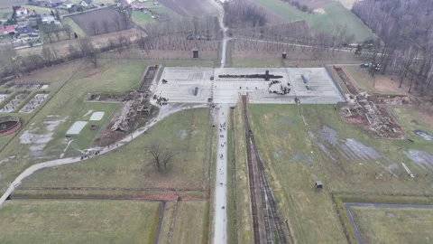 Birkenau from above Stock Footage 263864943