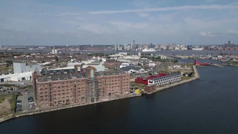 Birkenhead Docks East Float apartment blocks, Wirral, England Stock Footage 246819272