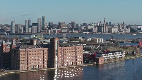 Birkenhead Docks East Float apartment blocks, Wirral, England Stock Footage 294194952