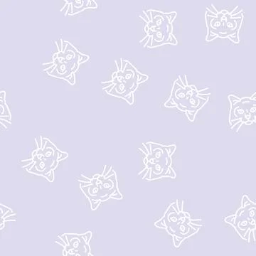 Birman cat cute pet line seamless pattern Stock Illustration