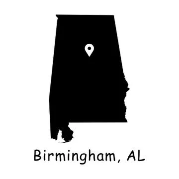 Birmingham on Alabama State Map Stock Illustration