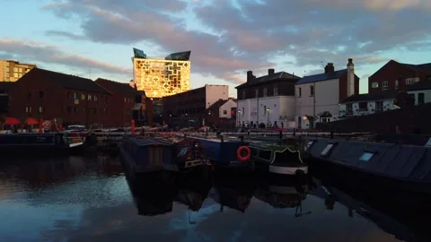 Birmingham Canal at the sunset. Stock Footage 201489182