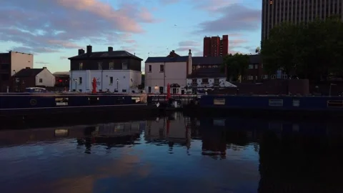 Birmingham Canal at the sunset. Stock Footage 201489274