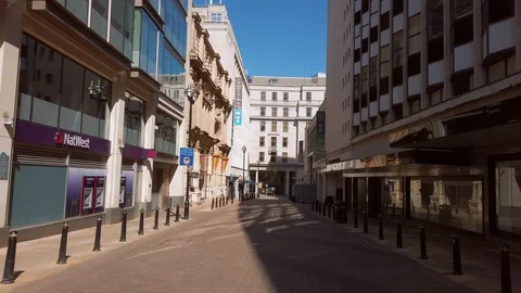 Birmingham city centre UK empty streets during Covid-19 lockdown Stockbeeldmateriaal 128709968