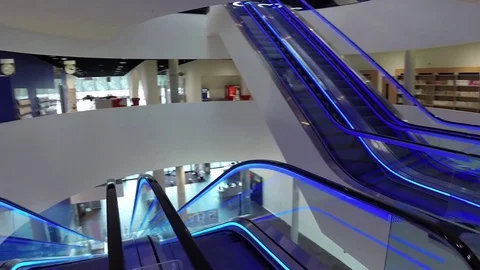 Birmingham Library drone shot with escalators Stock Footage 80367927
