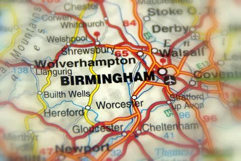 Birmingham on a map Stock Photos
