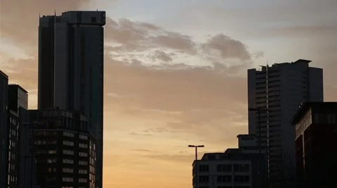 Birmingham Syline at Sunrise, UK Stock Footage 59554892