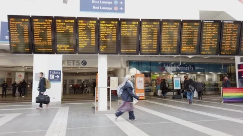 Birmingham / UK - March 8th 2020 - Birmingham New Street station Stock Footage 126340892