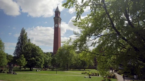 Birmingham University clock tower and part of the campus. Video stock 75307178