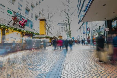 Birminghamm, UK - October 3rd, 2017 : Blurred motion during city centre Stock Photos