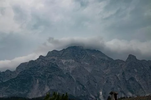 Birnhorn in thunderstorm cloud Stock Photos