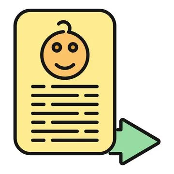 Birth certificate document icon showing newborn registration Illustrazione stock